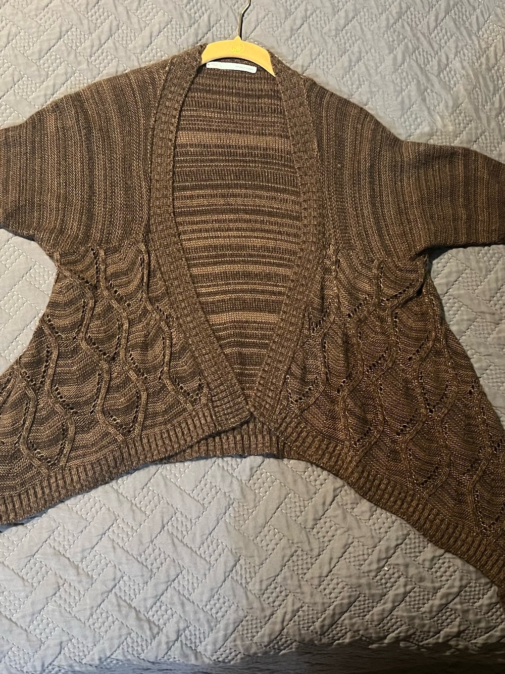 Maurices Brown Open-Front Textured Knit Cardigan